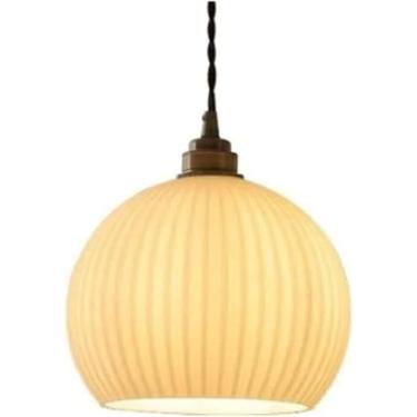 Imagem de TLTDSMY Luzes pendentes de vidro de leite, luminárias de teto de vidro transparente com nervuras, luzes modernas para pendurar na terra, arandelas de parede modernas