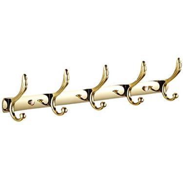 Imagem de XIANGGUI 1983 Rack organizador de cabide de aço inoxidável montado na parede gancho de liga gancho de liga estilo europeu cabide de parede para casaco (dourado) suporte de chapéu e guarda-chuva