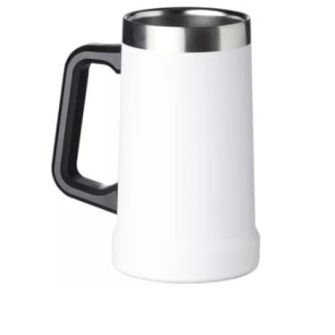 Imagem de Caneca Térmica Inox de Cerveja, Copo Térmico Dupla Camada, 709ml, para Bebidas Geladas e Chopp (Branco)