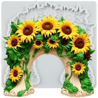 Imagem de MYPRACS Molde de silicone para fondant de treliça de girassol para decoração de bolo de açúcar, topo de cupcake, pasta de goma de chocolate, argila de polímero