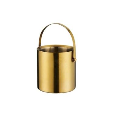 Imagem de Baldes de gelo de aço inoxidável de camada dupla balde de gelo com alça para bares de coquetel, freezers e vinho (dourado, médio)