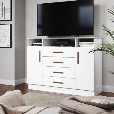 Imagem de Comoda Sapateira Grande 2 Portas 4 Gavetas com Nichos para Quarto Corredicas Telescopicas Design Moderno