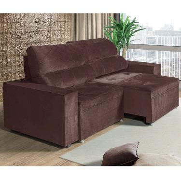 Imagem de Sofa Reclinavel 3 Lugares 2,10m Austria New Tecido Veludo Encosto 4 Posicoes Espuma D23 Certificada