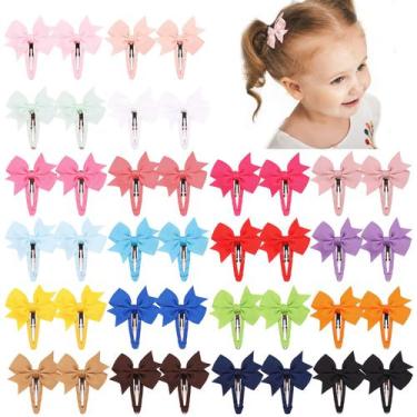 Imagem de 40 unidades de clipes Snap Baby Hair Bows para meninas, fita de gorgor