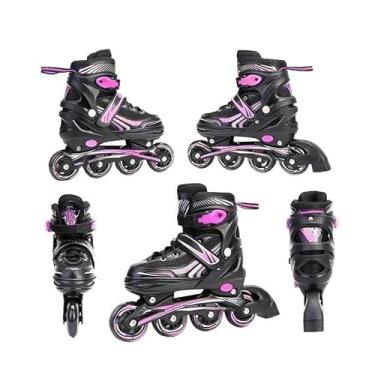 Imagem de Patins Inline Roller Semi Profissional Base Alumínio(Rosa,36 ao 40)