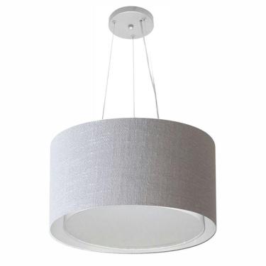 Imagem de Lustre Pendente Cilíndrico Duplo Md-4123 Cúpula Em Tecido 40x25cm Rustico Cinza - Bivolt