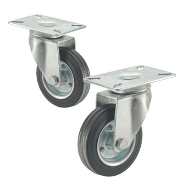 Imagem de 2 Rodizio Borracha 3 Pol. Placa S/ Freio Rolamento Rolete