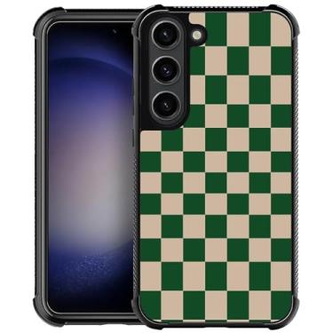 Imagem de DAIZAG Capa para Samsung Galaxy S23, amortecedores de quatro cantos, capa protetora antiderrapante com absorção de choque para meninas e meninos - tabuleiro de xadrez verde