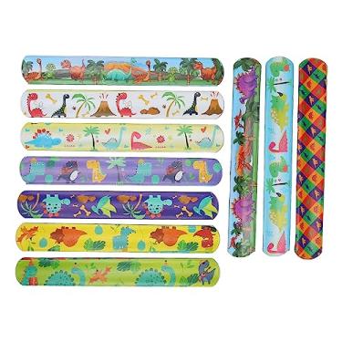 Imagem de Greensen 10 Pcs Pulseira de Tapa, Favores de Dinossauro de Desenho Animado, Pulseira Macia de PVC, Com Ajuste Confortável, para Decoração de Festa Infantil