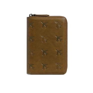 Imagem de Porta-passaporte para viagem, carteira feminina com bloqueio de RFID, cartões de crédito, organizador de bilhetes de voo, porta-cartões, Marrom, Viagens