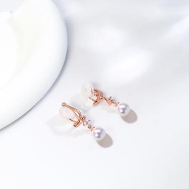 Imagem de Brincos femininos com pingente de gota e pérola dourada e hipoalergênicos, não perfurados, sem dor