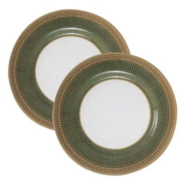 Imagem de Jogo 2 Pratos De Sobremesa Celebrate Verde Cerâmica Alleanza 20cm