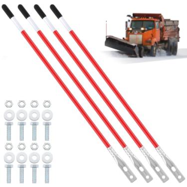 Imagem de Lasnten 2 peças de marcadores refletivos de lâmina de arado de neve de 68 cm Kit de guia de fio de aço interno parafuso no para-choque guias de alta visibilidade fácil instalação para limpa-neve ATV