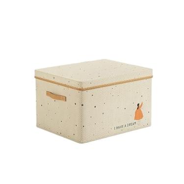 Imagem de Caixa De Armazenamento Multifuncional Para Guarda-Roupa – Com DivisóRias Em AlgodãO E Linho E Tampa Transparente, Ideal Para Organizar Roupa E Guarda-Roupa(2,bege)