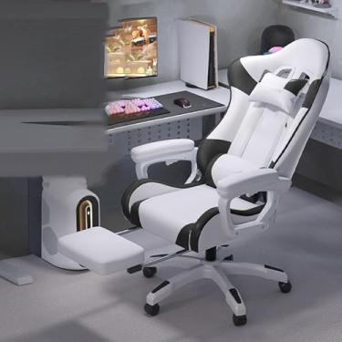 Imagem de HGTRH Cadeira de jogos, encosto alto ergonômico, encosto de cabeça, suporte lombar, tecido respirável, rotação de 360°, ajuste de altura, com apoio para os pés preto