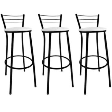 Imagem de Kit 3 Banqueta Alta Banco Cozinha Bar Lanchonete Balcão (Branco)
