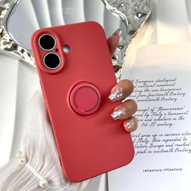 Imagem de HTVJFX Capa magnética de silicone líquido com suporte de anel para iPhone 11, capa à prova de choque (para iPhone 11/vermelho)