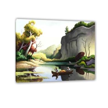 Imagem de Thomas Hart Benton Paintings Wall Art Ozark Reflections Classic Art Reproduções de Thomas Hart Benton Pôster em tela para sala de estar decoração de parede de casa 80 x 60 cm (31 x 24 polegadas
