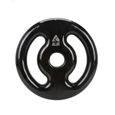 Imagem de Anilha Vazada 2Kg Emborrachada Preto Musculação Aluí Fit