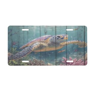 Imagem de Placa de Madeira, Tartaruga, Oceano, para Frente do Carro, Placas de Matrícula, Metal de Alumínio, Adequado para Caminhão, Placa de Porta de Carro, Bar Café, Acessórios Automotivos para Homens e