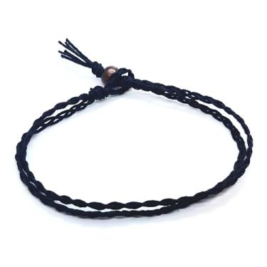Imagem de Tornozeleira de cânhamo preto surfista havaiano trançado cânhamo hempnótico - Feito à mão, 10 inches, Cânhamo, Sem Pedra Preciosa