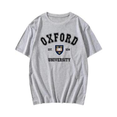 Imagem de Camiseta Unissex Estampada Da Universidade De Oxford, Verão, Manga Cur