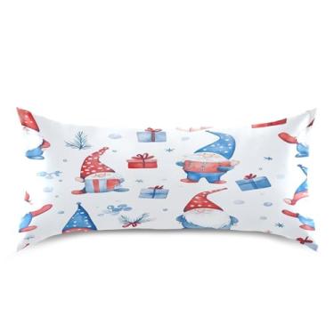 Imagem de Blueangle Linda fronha de cetim gnomos para cabelo e pele, fronha de seda, tamanho king (50,8 x 101,6 cm) - Capas de almofada de cetim refrescantes com fecho de envelope (260)