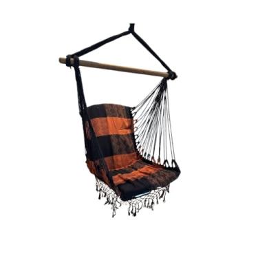 Imagem de Rede Cadeira de teto suspensa Descanso e Balanço cadeira de balanço adulto balanço(TERRACOTA/PRETO)
