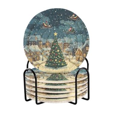 Imagem de Blueangle 6 peças de porta-copos de desenho animado para bebidas, porta-copos de tecido redondo super absorvente para mesa de café, proteção de mesa para decoração de casa (269)