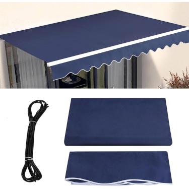 Imagem de Toldo De Pátio Retrátil Tecido De Substituição Exterior Sun Shade Deck Window Cover Impermeável Poliéster Sun Shade Canvas, Blue, 2.5x2m