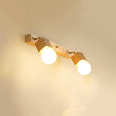 Imagem de Lâmpada Frontal De Espelho Ajustável De Madeira Vity, Luminária Moderna, Luzes De Espelho De Sala Rotativa Para Banheiro, 2-light