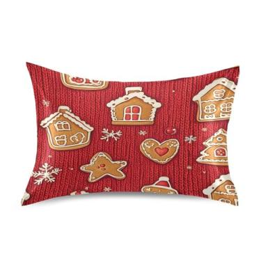 Imagem de Blueangle Fronha de cetim de biscoito de gengibre para cabelo e pele, fronha de seda, tamanho padrão (51 x 66 cm) - Capas de almofada de cetim com fecho de envelope (139)