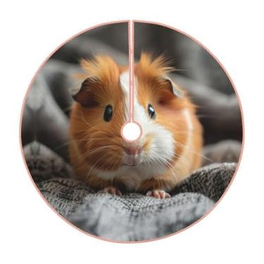 Imagem de Saia de árvore de Natal com estampa de porquinho da índia, decorações de Natal rústicas, decoração de festa de inverno e ano novo