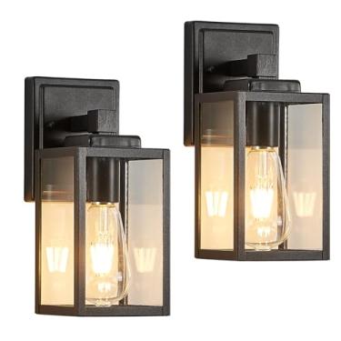 Imagem de Refice Pacote com 2 luminárias de parede externas, lanterna de parede externa à prova d'água, luzes externas de varanda para montagem na parede, luzes externas antiferrugem para pátio, garagem, porta