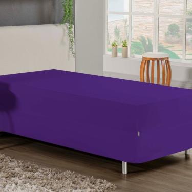 Imagem de Jogo De Cama Solteiro Nobre 2 Peças Luva De Box 55cm De Altura Malha 100% Algodão - Roxo