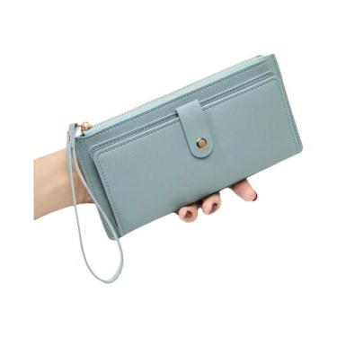 Imagem de Carteira Feminina Ultrafina De Couro PU, Porta-Moedas E Cartões Multif