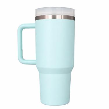 Imagem de Copo Térmico 1200ml Com Isolamento A Vácuo – Mantém Quente Por 10h E Gelado Por 20h Com Tampa E Canudo - Azul Claro