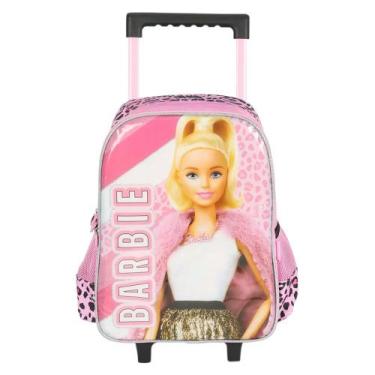 Imagem de Mochila De Rodinhas Escolar Infantil Barbie Desenho Mattel, Rosa