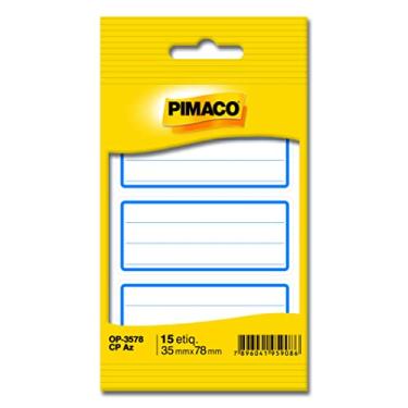 Imagem de Etiqueta Adesiva Pimaco, Multiuso-Escolar OP-3578-CPAZ, Azul com pauta, 35,5x80mm, Envelope com 5 fls-15 etiquetas, 886623