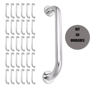 Imagem de Alça de Apoio 60cm Barra Inox Kit 30 Unidades Acessibilidade Cadeirante Idoso Deficiente Banheiro Segurança