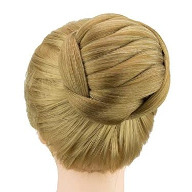 Imagem de IMISSU Cobertura de cabelo chignon trançado dançarina rosquinha peruca de cabelo scrunchie coque para mulheres (M1 Loira Cinza)