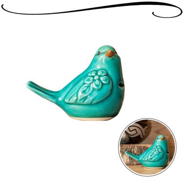 Imagem de Pássaro Decorativo de Cerâmica Garden Para Decorar Ambientes Casa Escritório Lojas lyor7143 - Pássaro de Cerâmica Azul