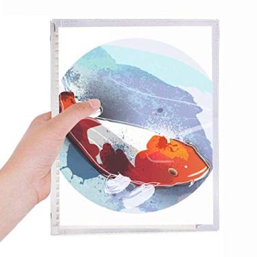 Imagem de Caderno estilo aquarela japonês Koi Fish com folhas soltas e diário recarregável
