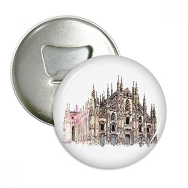 Imagem de Catedral de Milão em Milão, Itália, abridor de garrafas redondo com ímã de geladeira, 3 peças, presente