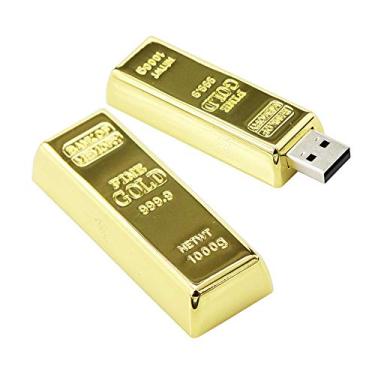 Imagem de 32GB Gold Bar Modelo USB 3.0 Flash Memory Drive Stick Chave de Disco USB Flash Drive PenDrive (Dourado)