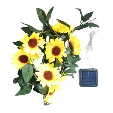 Imagem de 1 Set Sunflower Lighting Chain Outdoor Solar Lantern Faux Flower Garland Flowers Plants Solar Powered Sunflower Lights LED Twinkle Lights Sunflower Leave Vine Solar Garden lamp