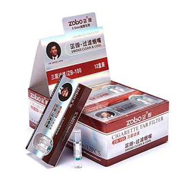 Imagem de ZOBO Filtros de cigarro descartáveis finos de três camadas microporosas para reduzir manchas de alcatrão e fumaça (120 por pacote) Design elegante e elegante.