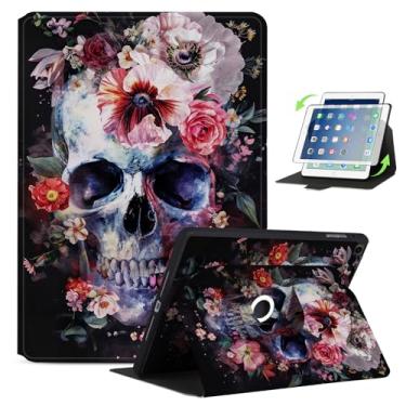 Imagem de Anpredo Capa giratória 360 para iPad de 10,2 polegadas 9ª/7ª/8ª geração, suporte giratório para Apple iPad 9/7/8 Gen 2021/2019/2020, caveira