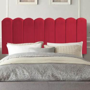 Imagem de Painel Cabeceira Estofada Dallas 100cm Solteiro Para Cama Box Quarto Suede Vermelho - Ahz Móveis