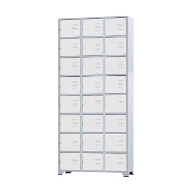 Imagem de Armário Roupeiro De Aço 24 Portas Para Vestiário Academia Locker Branco com Chave